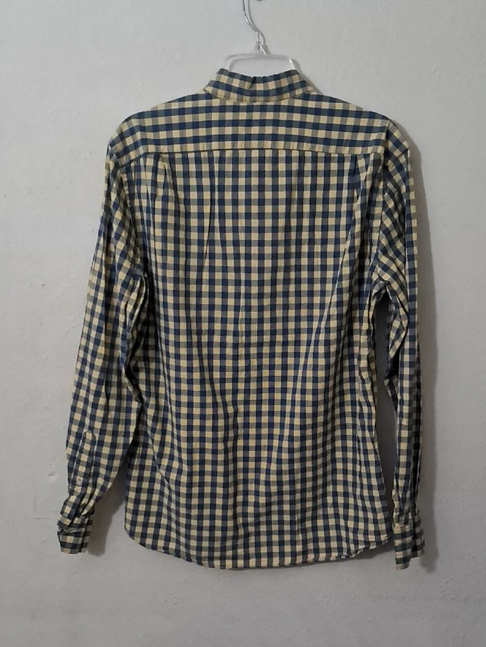 J. Crew Men's Size Medium Navy and Yellow Checked Button-Down Shirt